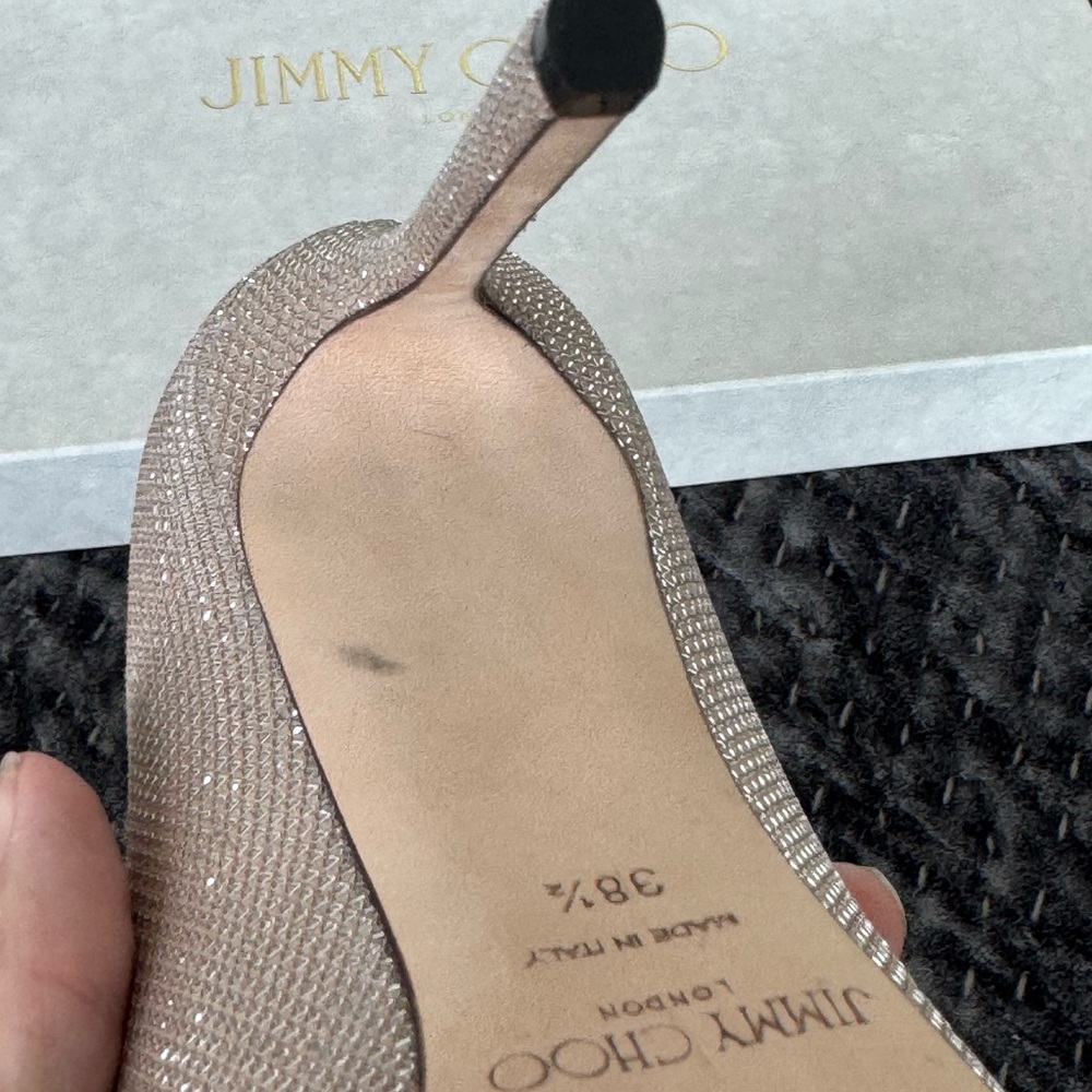 Jimmy Choo Women's Pumps - Ballet Pink Glitter Mesh on Suede, 38.5 NWT - Picture 6 of 8